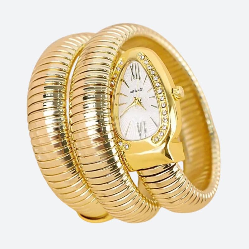 Montre femme design serpent, allure précieuse