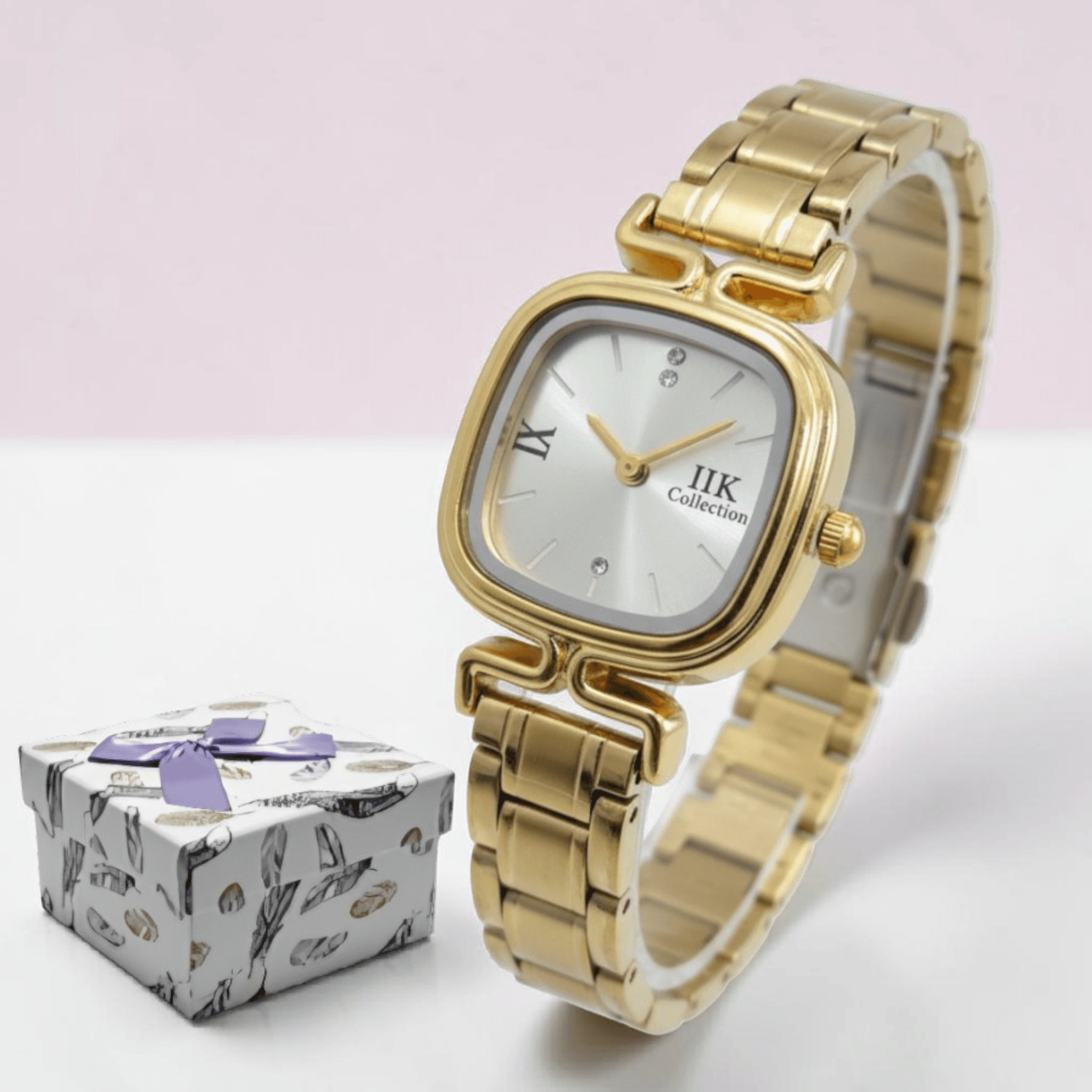 Montre carrée femme en acier, style raffiné