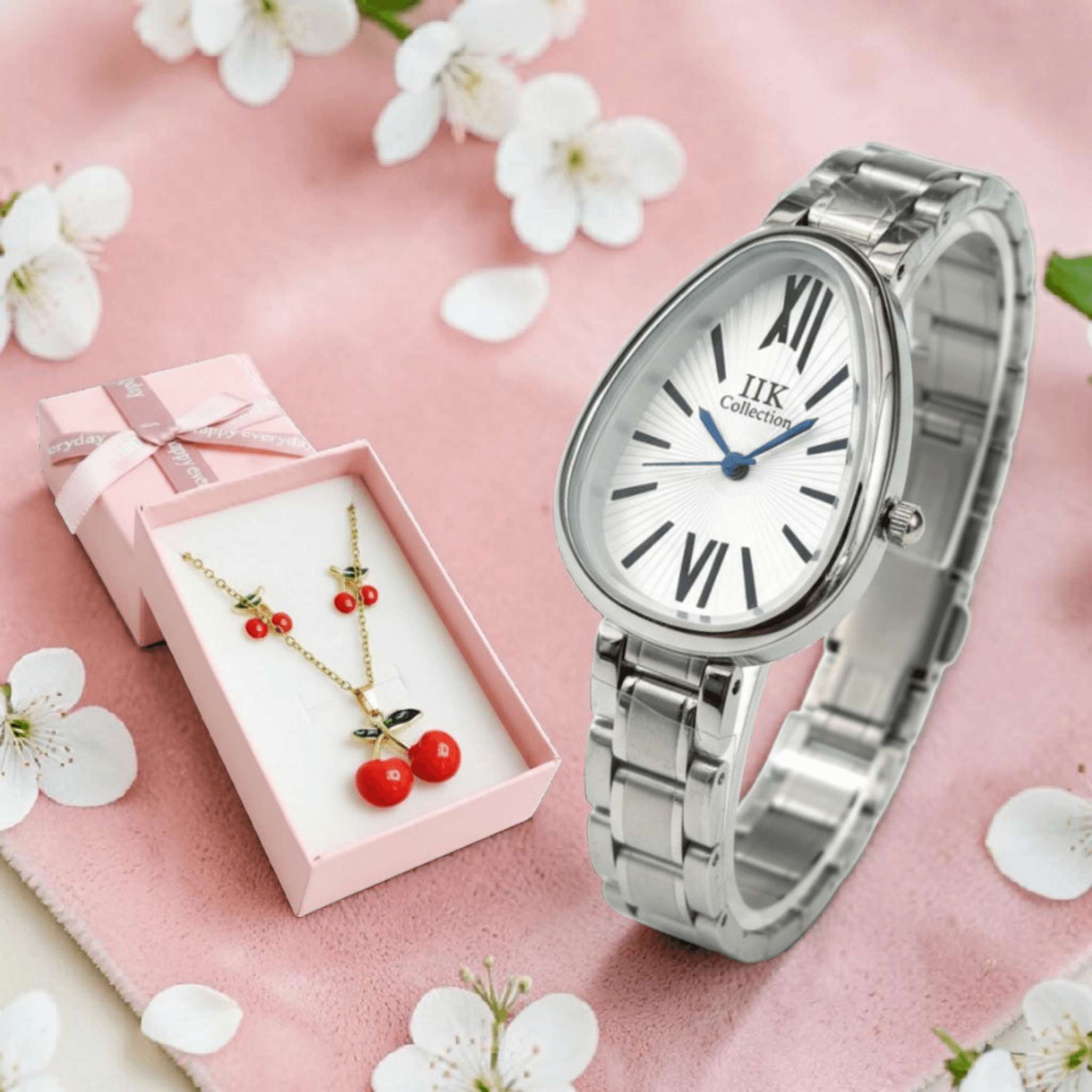 Pack montre femme et ensemble cerise