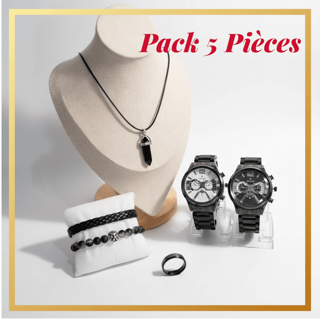 Coffret montre homme 5 pièces en acier