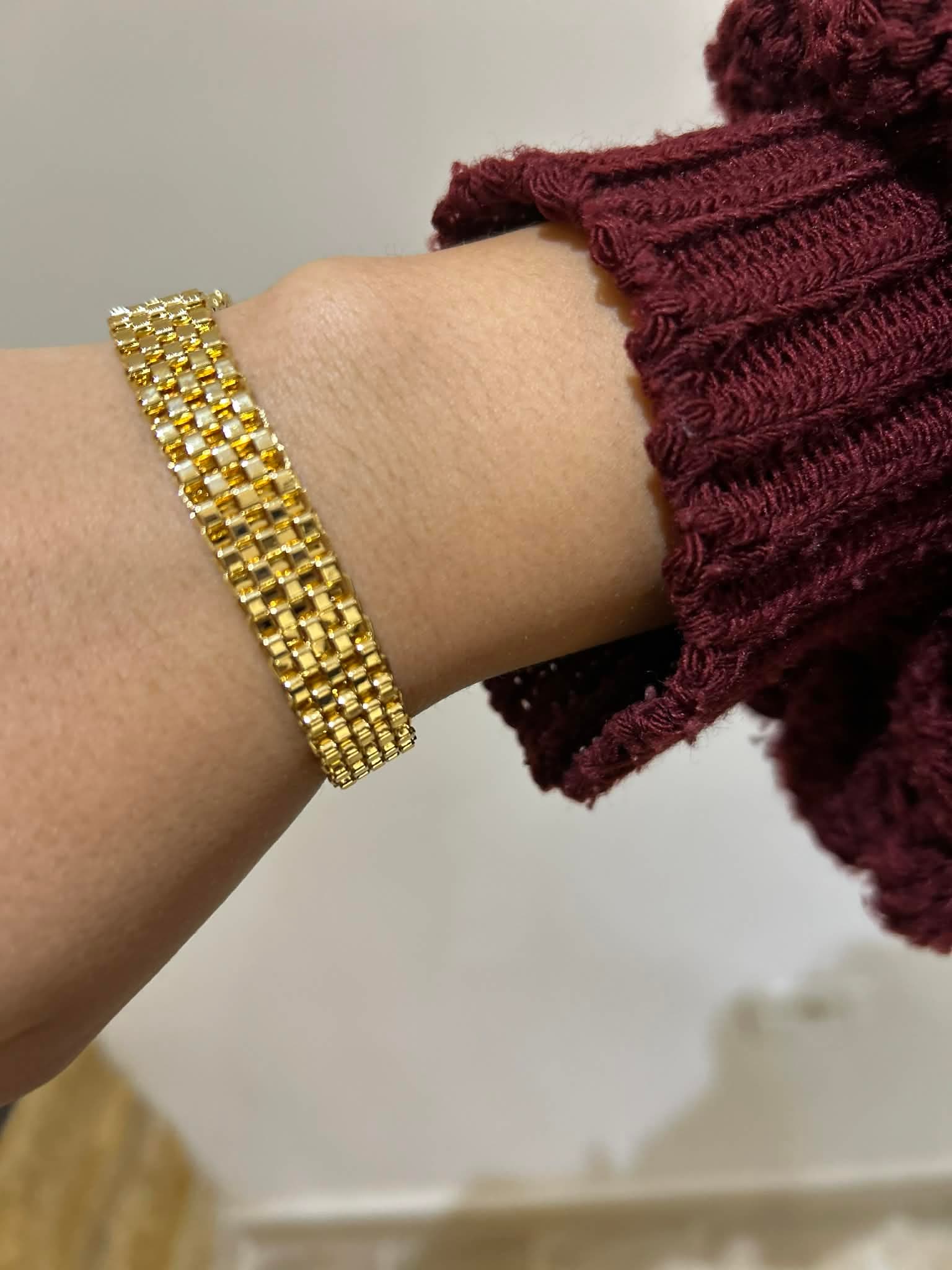 Bracelet modal doré, tressage élégant